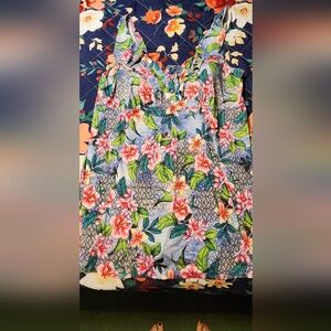 Tropical Floral SwimDress in Navy & Pink